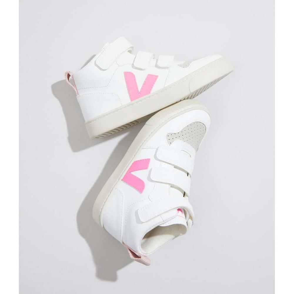 Veja V-10 MID CWL Kids' Shoes White/Pink | CA 798XYU